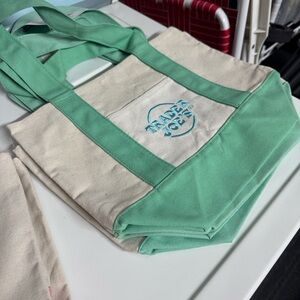 Trader Joe’s Pastel Green and Cream Mini Tote Bag
